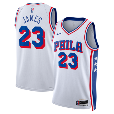 Philadelphia 76ers Nike Association Edition Swingman Jersey - White - Lebron James