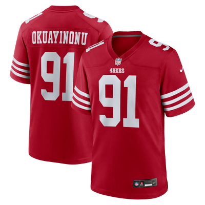 San Francisco 49ers Sam Okuayinonu Nike Scarlet Team Game Jersey