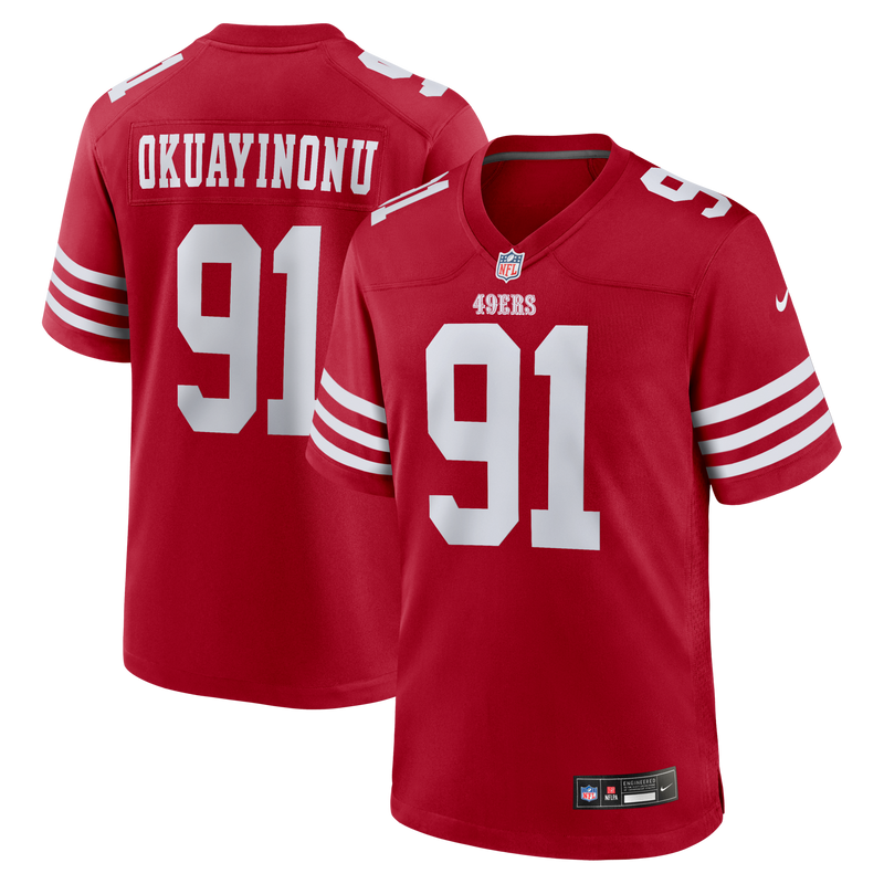 San Francisco 49ers Sam Okuayinonu Nike Scarlet Team Game Jersey