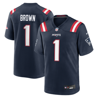 New England Patriots A.J. Brown Nike Navy Team Game Jersey