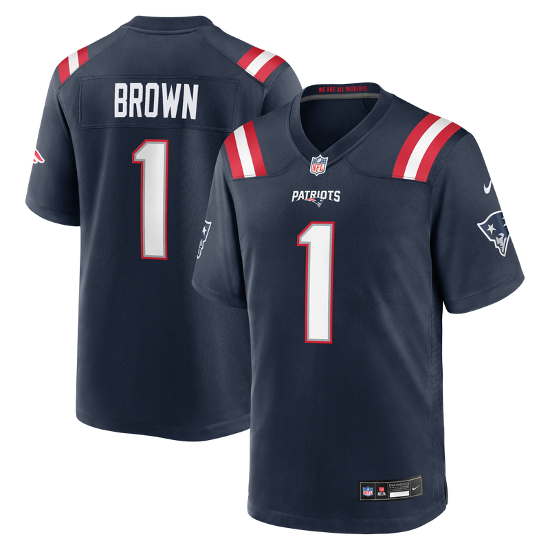 New England Patriots A.J. Brown Nike Navy Team Game Jersey
