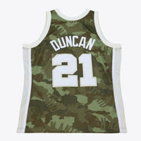San Antonio Spurs Mitchell & Ness Tim Duncan 1998 Ghost Camo Swingman Jersey - Green