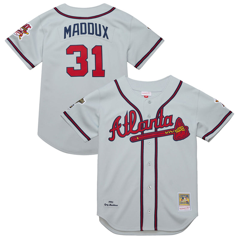 Atlanta Braves Greg Maddux Mitchell & Ness Gray 1995 Throwback Authentic Jersey
