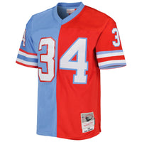 Houston Oilers Earl Campbell Mitchell & Ness Red/Light Blue Gridiron Classics 1980 Split Legacy Replica Jersey