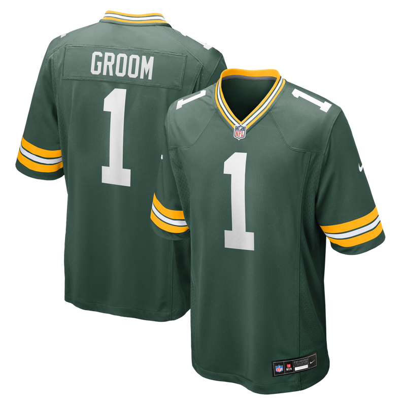 Green Bay Packers Number 1 Groom Nike Green Game Jersey