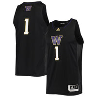 #1 Washington Huskies adidas Swingman Basketball Jersey - Black