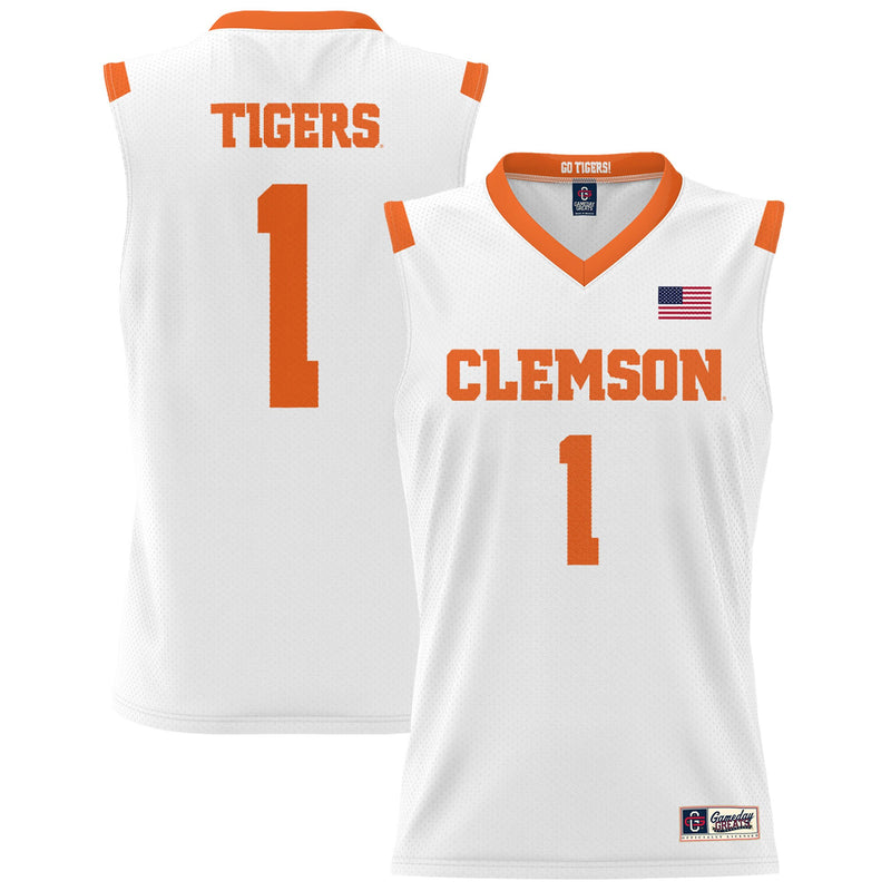 #1 Clemson Tigers GameDay Greats Lightweight Basketball Jersey - White