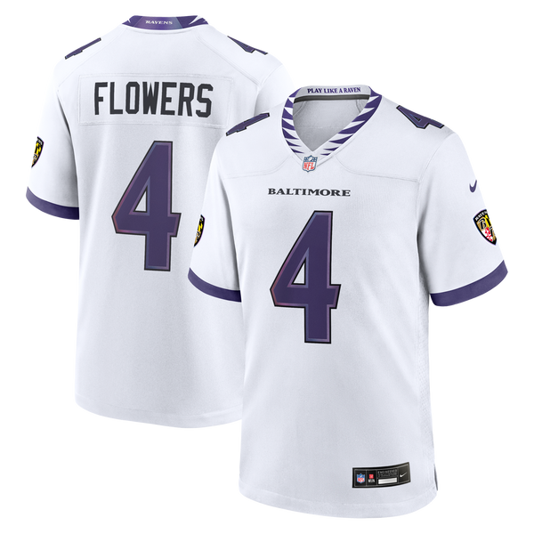 Baltimore Ravens Zay Flowers Nike White Game Jersey