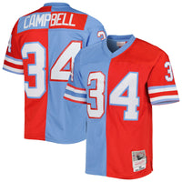 Houston Oilers Earl Campbell Mitchell & Ness Red/Light Blue Gridiron Classics 1980 Split Legacy Replica Jersey