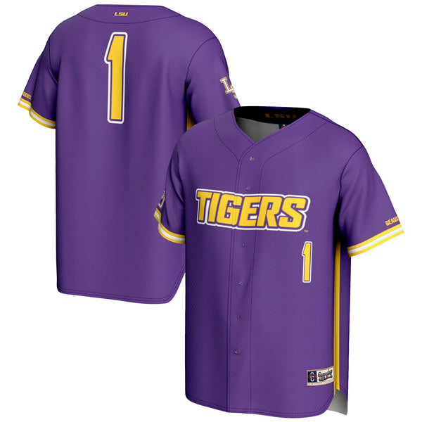 #1 LSU Tigers GameDay Greats Lightweight Baseball Fashion Jersey - Purple