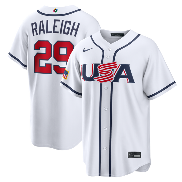 USA Baseball Cal Raleigh Nike White 2026 World Baseball Classic Home Stadium Jersey