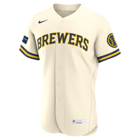 Milwaukee Brewers Nike Cream Home Sponsor Patch Authentic Jersey