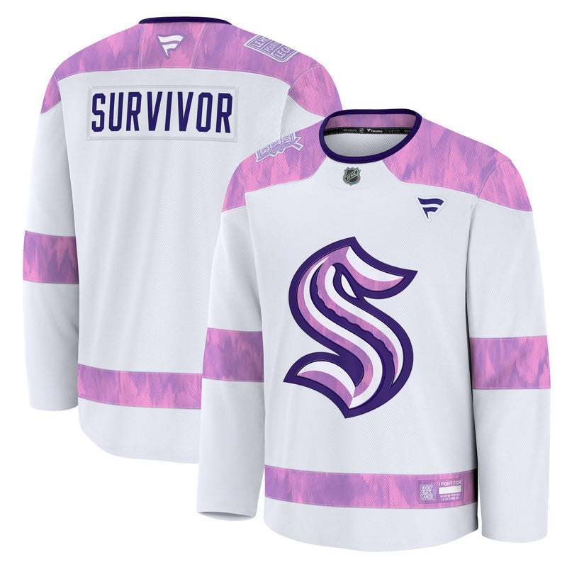 Seattle Kraken Fanatics White Hockey Fights Cancer Survivor Practice Jersey