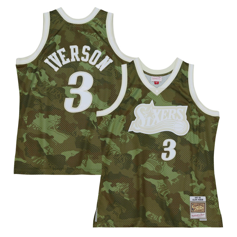 Philadelphia 76ers NBA Allen Iverson 1996 Ghost Green Camo Swingman Jersey By Mitchell & Ness -
