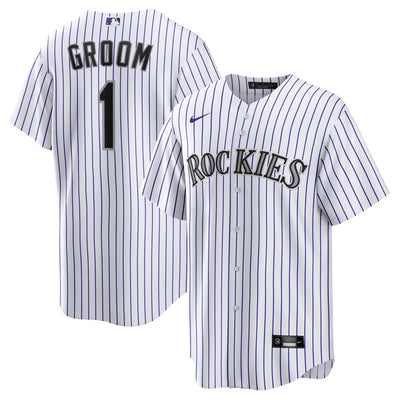 Colorado Rockies Nike White #1 Groom Home Replica Jersey