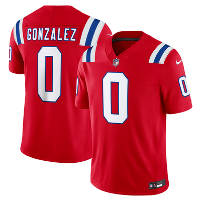New England Patriots Christian Gonzalez Nike Red Alternate Vapor F.U.S.E. Stitched Limited Jersey
