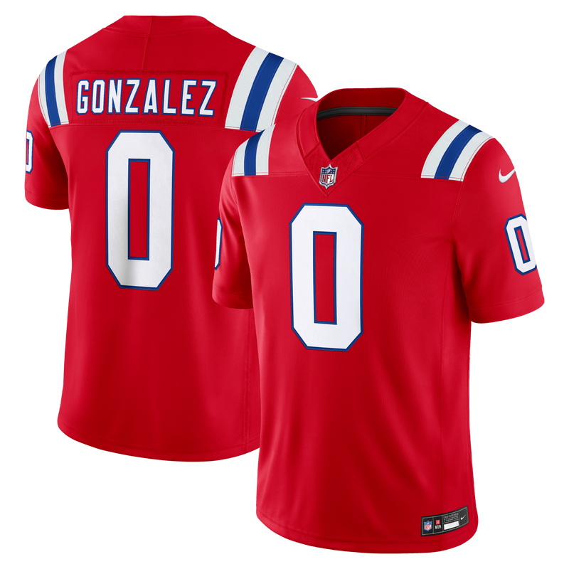 New England Patriots Christian Gonzalez Nike Red Alternate Vapor F.U.S.E. Stitched Limited Jersey
