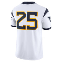 #25 West Virginia Mountaineers Nike Limited Away Game Jersey - White