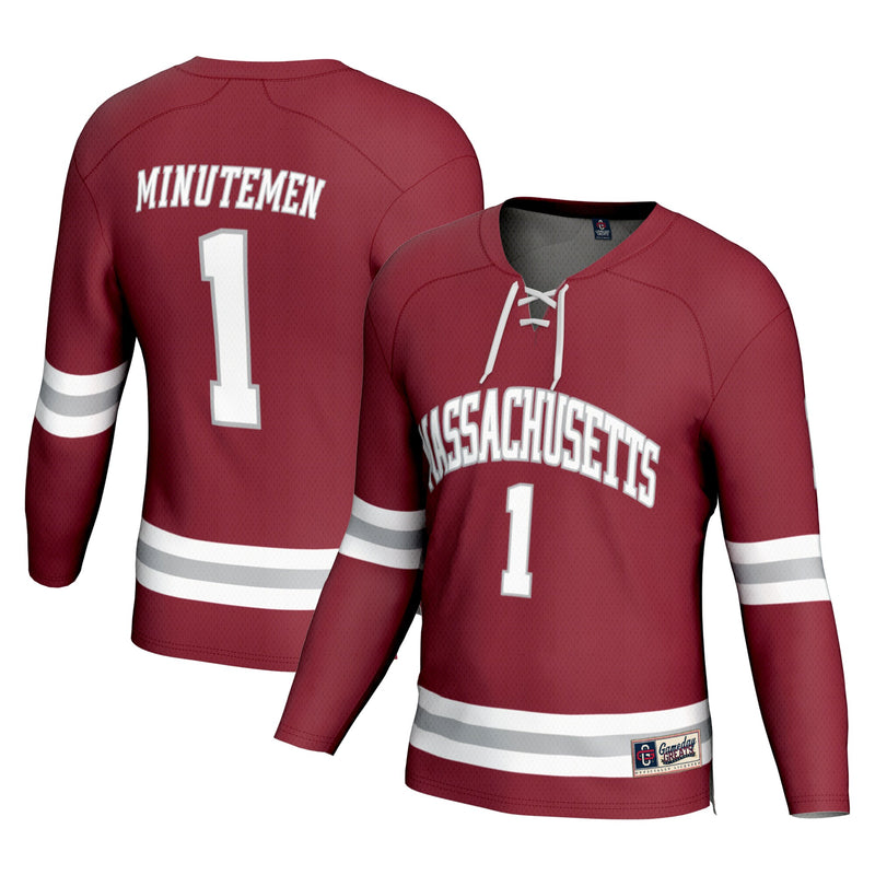 #1 UMass Minutemen GameDay Greats Hockey Fashion Jersey - Maroon
