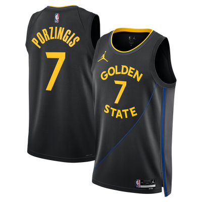 Golden State Warriors Jordan Brand 2024/25 Statement Edition Swingman Jersey - Black - Kristaps Porziņģis