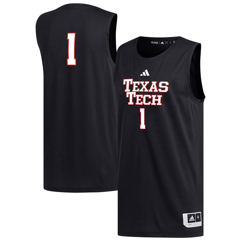 #1 Texas Tech Red Raiders adidas Replica Basketball Jersey - Black