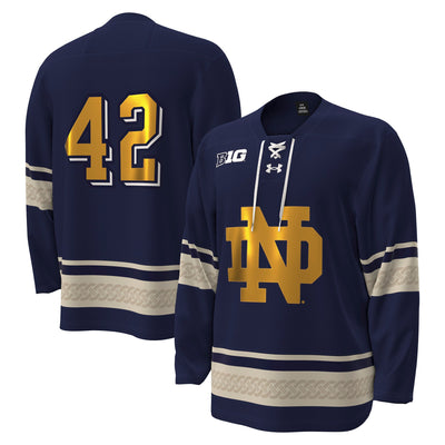 #42 Notre Dame Fighting Irish Under Armour Alternate Replica Hockey Jersey - Navy
