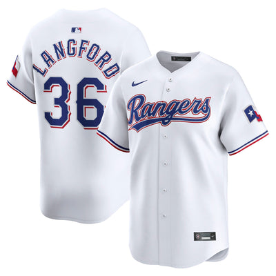 Texas Rangers Wyatt Langford Nike White Home Limited Player Jersey