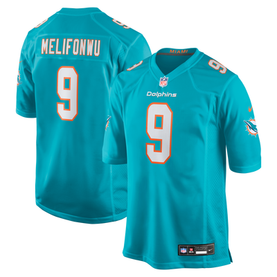 Miami Dolphins Ifeatu Melifonwu Nike Aqua Team Game Jersey