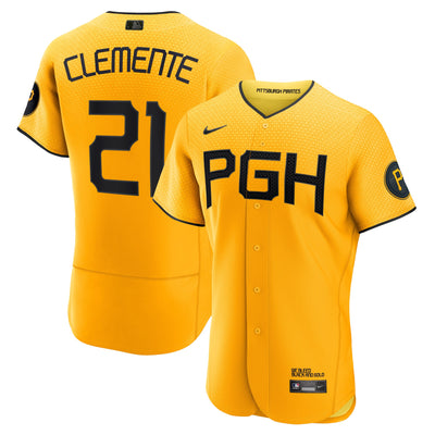 Pittsburgh Pirates Roberto Clemente Nike Gold City Connect Authentic Player Jersey