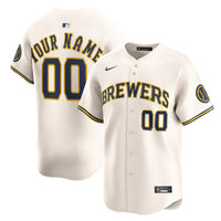 Milwaukee Brewers Nike Cream Home Limited Custom Jersey
