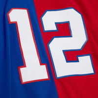 Buffalo Bills Jim Kelly Mitchell & Ness Royal/Red 1990 Split Legacy Replica Jersey