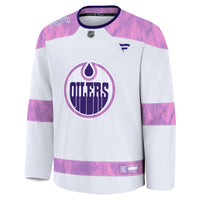 Edmonton Oilers Fanatics White 2024 Hockey Fights Cancer Practice Jersey