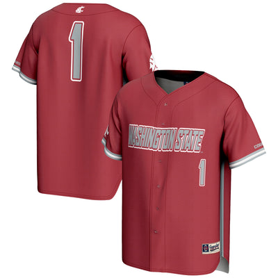 #1 Washington State Cougars GameDay Greats Lightweight Baseball Jersey - Crimson