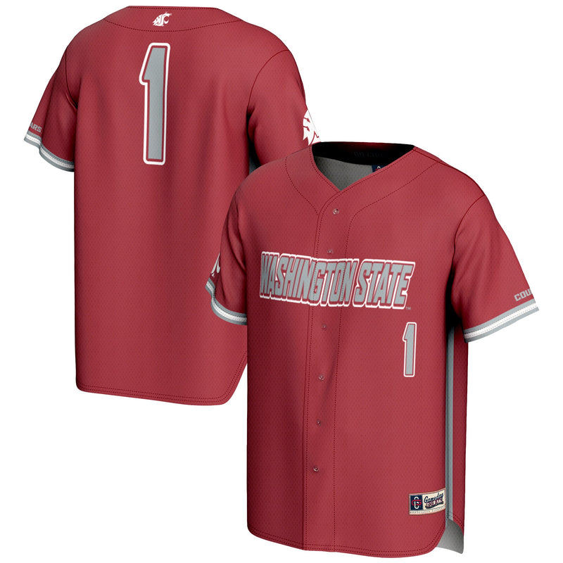 #1 Washington State Cougars GameDay Greats Lightweight Baseball Jersey - Crimson