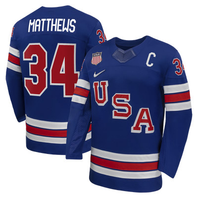 Auston Matthews Nike Royal US Hockey 2026 Home Replica Jersey