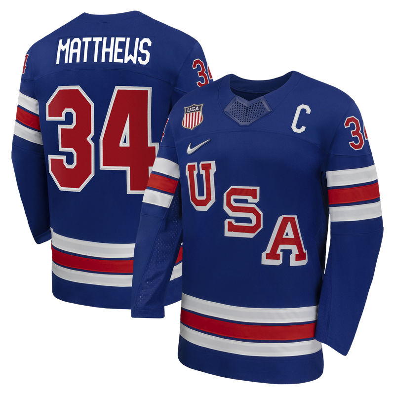 Auston Matthews Nike Royal US Hockey 2026 Home Replica Jersey