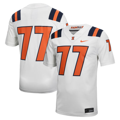 #77 Illinois Fighting Illini Nike Untouchable Football Jersey – White