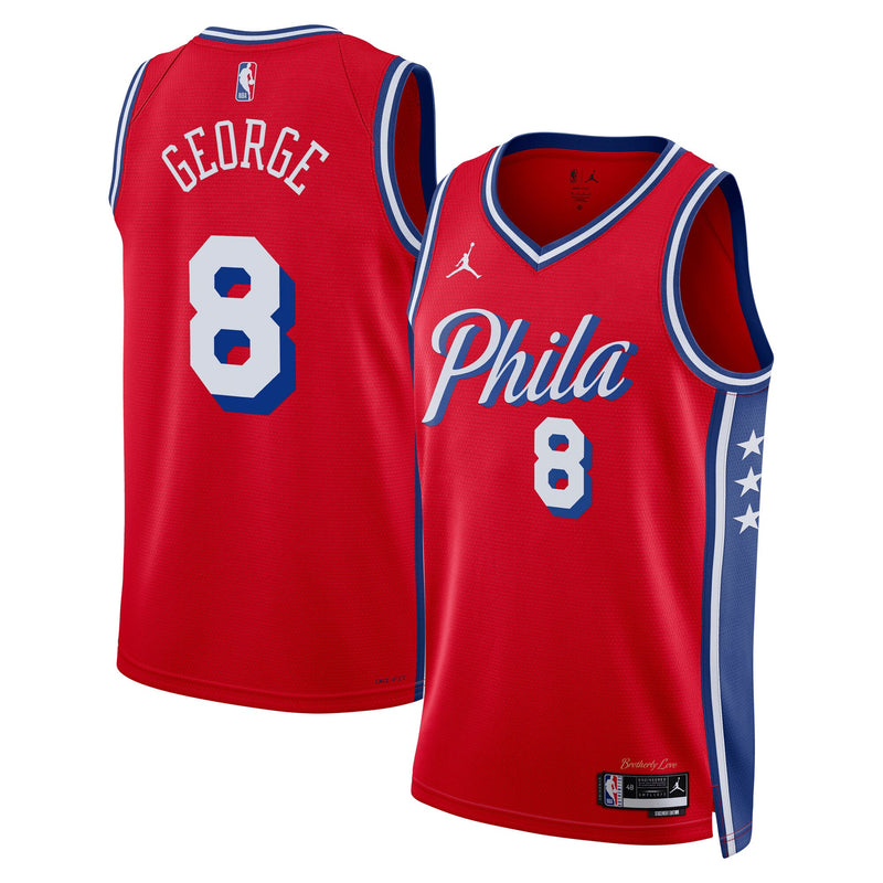 Philadelphia 76ers Jordan Brand Statement Edition Swingman Jersey - Red - Paul George