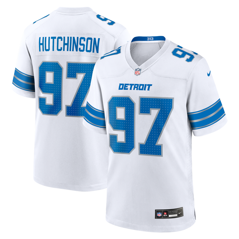 Detroit Lions Aidan Hutchinson Nike White Game Jersey