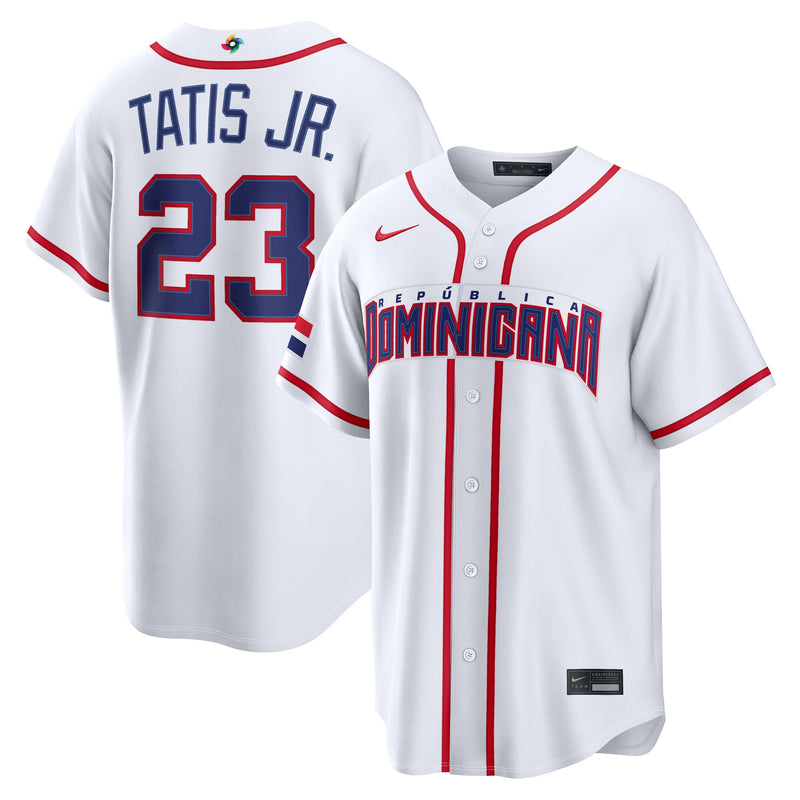 Dominican Republic Baseball Fernando Tatis Jr. Nike White 2026 World Baseball Classic Home Stadium Jersey