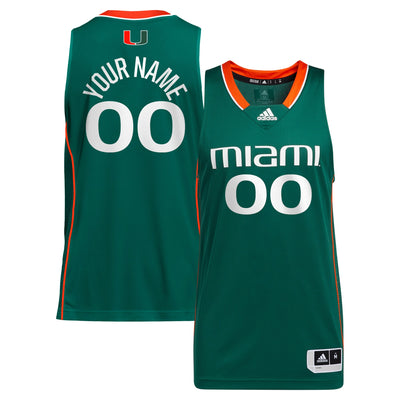 Miami Hurricanes adidas Custom Alternate Basketball Jersey - Green