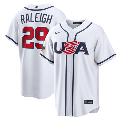 USA Baseball Cal Raleigh Nike White 2026 World Baseball Classic Home Stadium Jersey