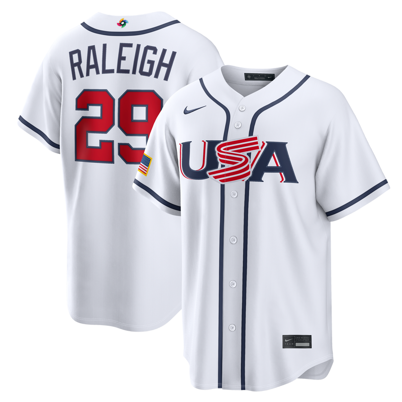 USA Baseball Cal Raleigh Nike White 2026 World Baseball Classic Home Stadium Jersey