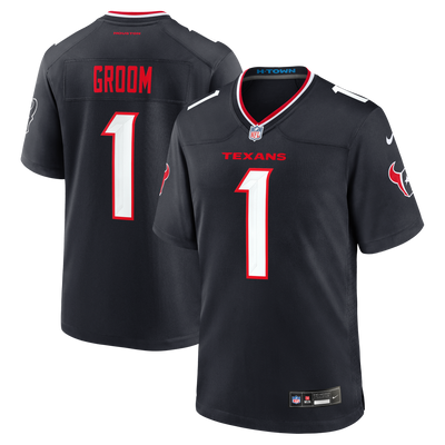Houston Texans Number 1 Groom Nike Navy Game Jersey