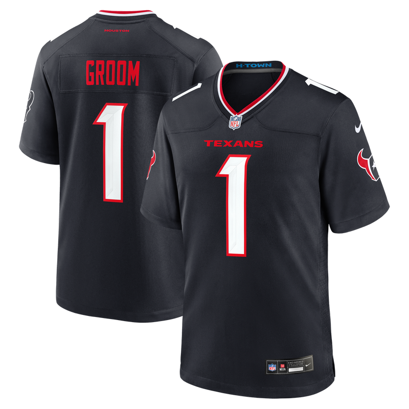 Houston Texans Number 1 Groom Nike Navy Game Jersey