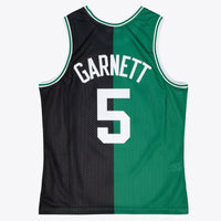 Boston Celtics Mitchell & Ness Kevin Garnett 2007 Split Swingman Jersey - Black/Green
