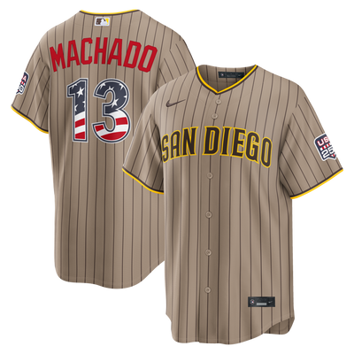 Fourth of July San Diego Padres Manny Machado Nike Sand USA 250 Stadium Jersey