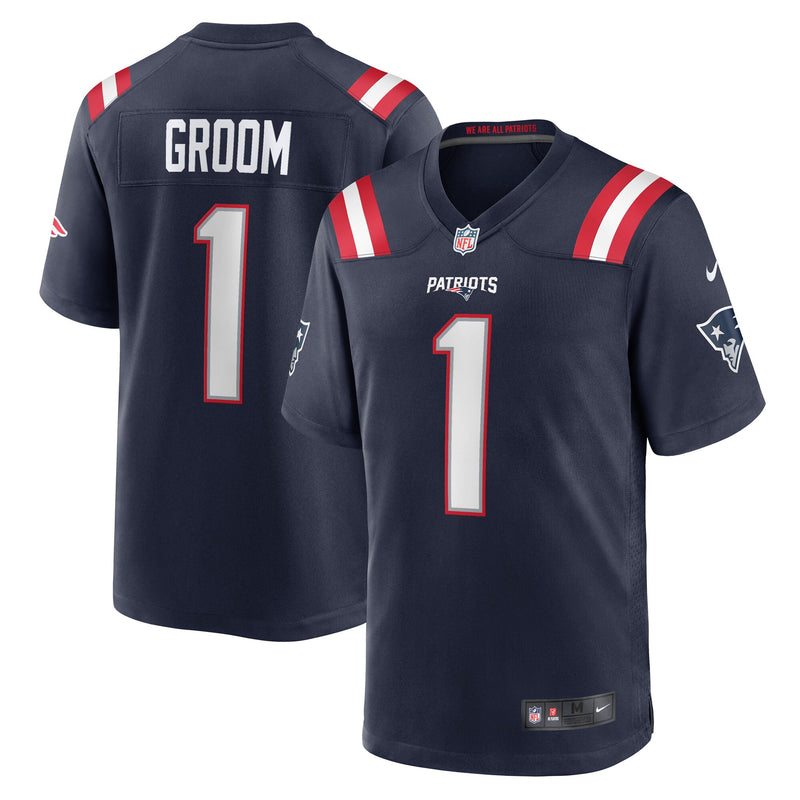New England Patriots Number 1 Groom Nike Navy Game Jersey