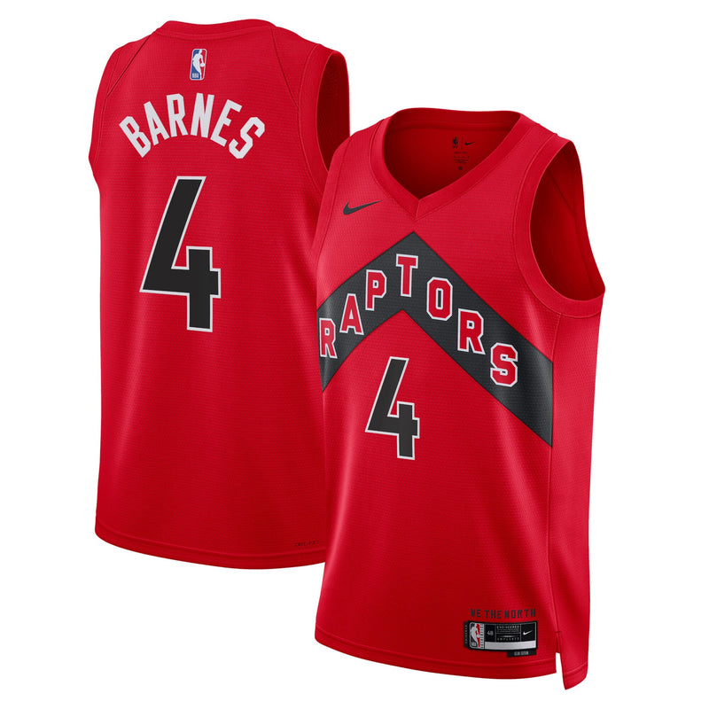 Toronto Raptors Nike Icon Edition Swingman Jersey - Red - Scottie Barnes
