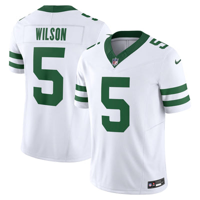 New York Jets Garrett Wilson Nike Legacy White Vapor F.U.S.E. Limited Jersey